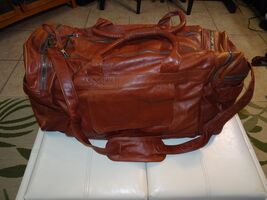 Genuine Leather Travel Duffel Bag Heavy Duty Zippers Carry On Weekender - $88.79
