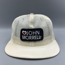 90s Vintage Mesh Love Heart John Morrell Cream &amp; Black Cap Hat Patch - £14.45 GBP