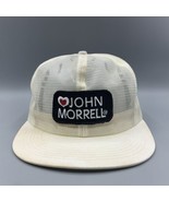90s Vintage Mesh Love Heart John Morrell Cream &amp; Black Cap Hat Patch - £15.21 GBP