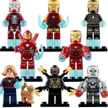 8pcs/set Captain Marvel Iron Man MK1 MK5 MK41 MK50 Outrider Minifigures - £13.58 GBP