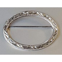 Vintage Sterling Silver Ornate Design Oval Pin/Brooch JK Sterling - £36.16 GBP
