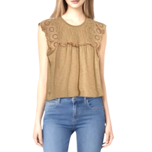 LC Lauren Conrad Y2K Cap Sleeve Babydoll Top Size S Butterscotch Beige E... - $19.79