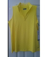 NWT Ladies LIJA Bright Yellow Sleeveless Golf Tennis Shirt Top - size L ... - $515.09 MXN
