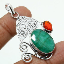 Zambian Emerald Garnet Handmade Gemstone Fashion Pendant Jewelry 2.20&quot; SA 6630 - £4.14 GBP