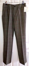 UNION Low Rise Brown/Blue Plaid Stretch Wool Boot Cut Dress Pants (4) NW... - $24.40