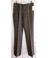 UNION Low Rise Brown/Blue Plaid Stretch Wool Boot Cut Dress Pants (4) NW... - $33.37 CAD