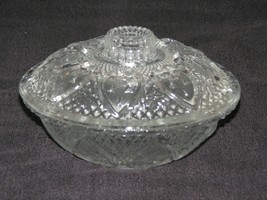 Vintage Clear Candy Dish Glass Hearts Flowers Roses  2 Cups 7&quot; Dia. - £13.04 GBP