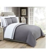 Elegant Comfort-Greek Embroidered Comforter Duvet Set Grey Hypoallergeni... - $45.60 CAD