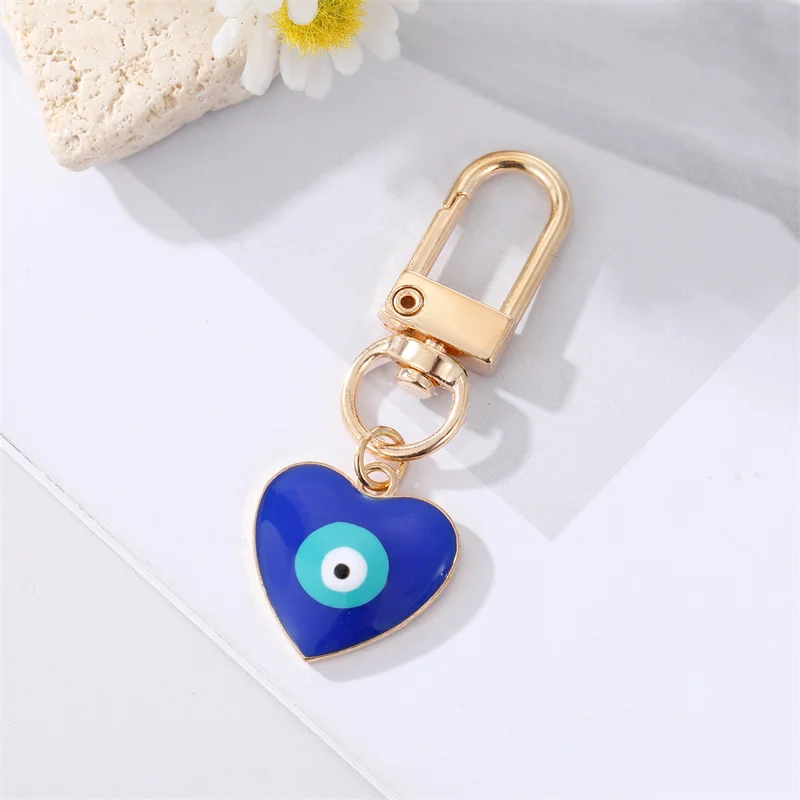 Play Water Drop Heart Evil Eye Keychain Keyring For Friend Couple Enamel Blue Ey - £22.91 GBP