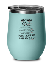 Mom Wine Glass Mom&#39;s Shit List Teal-WG  - £20.74 GBP