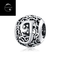 Letter J Alphabet Name Charm Sterling Silver 925 For Bracelets Flower Family Mum - £14.25 GBP