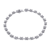 3.25 Carat Diamond Cluster Flower Bracelet 18K White Gold - £1,973.06 GBP