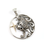 Leo Zodiac Sign Sterling Silver Pendants Charm with Golden Star - $216.19 CAD
