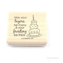 Birthday Bliss May your Layers be many... cake 1 3/4&quot; x 1.5&quot; Rubber Stam... - £1.55 GBP