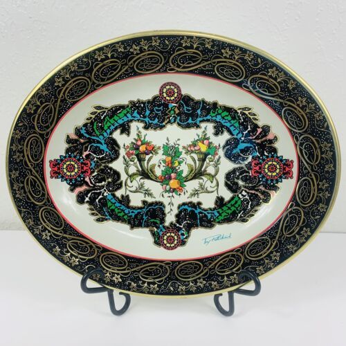 Primary image for Daher Decorative Ware Metal Wall Plate England Pritchard Fruit Black Gold Border