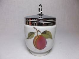 Vtg Royal Worcester Jelly Jam Jar egg coddler England peach fruit Chrome Lid - £14.08 GBP