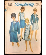 1960s Size 14 Bust 34 Jacket Blouse Top Skirt Simplicity 6891 Vintage Pa... - £5.58 GBP