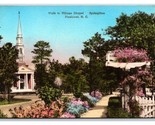 Walk to Village Chapel Pinehurst NC UNP Hand Colored Albertype Postcard W17 - $7.87
