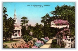 Walk to Village Chapel Pinehurst NC UNP Hand Colored Albertype Postcard W17 - £6.28 GBP