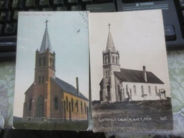 2 Hart Michigan RPPC Postcards St. Gregory&#39;s Catholic Church 1920 postmark - £10.99 GBP