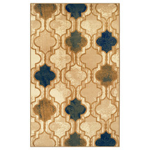 5' X 8' Cream Quatrefoil Power Loom Distressed Stain Resistant Area Rug - €111,11 EUR