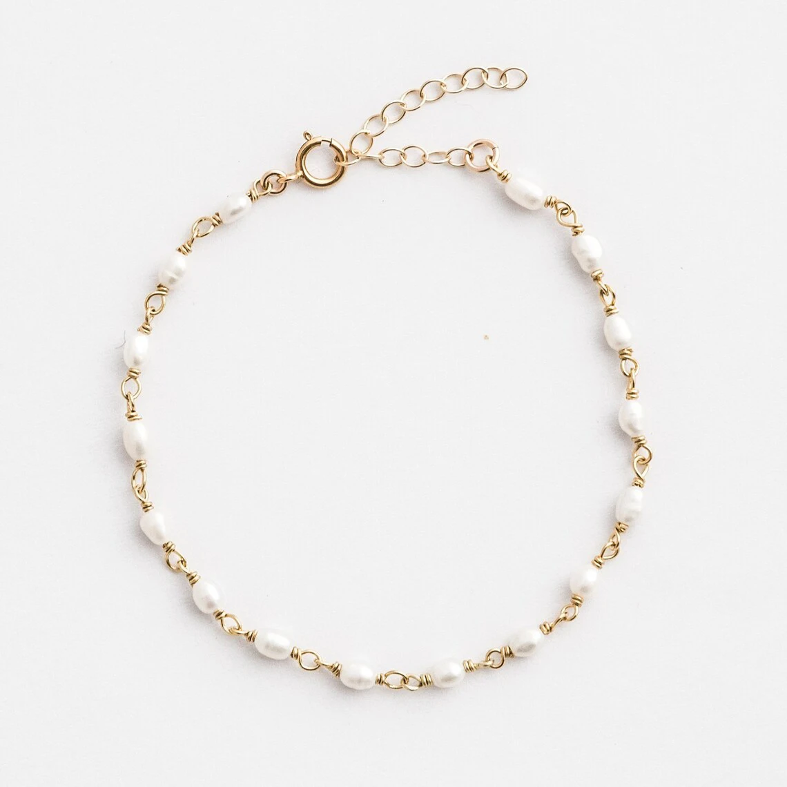 Handmade Natural Pearl Bracelet 14K Gold Filled Pearl Bracelet Gold Jewelry Boho - £58.06 GBP