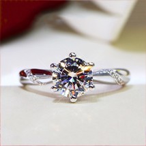 Natural Moissanite Jewelry S925 Silver color Ring for Women Silver 925 Jewelry B - £18.40 GBP