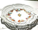 Vintage Cutout Basket Floral Chintz Germany 7” Gold Edge Olive Candy Dis... - $12.86