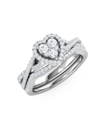 1.5Ct Heart Shaped Simulated Diamond Bridal Wedding Ring Set 925 Sterlin... - £47.40 GBP