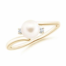 ANGARA Freshwater Pearl Bypass Engagement Ring for Women in 14K Solid Gold - £286.99 GBP