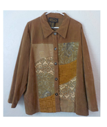 Vintage Alex Kim Button Up Jacket Shirt  Brown Neutral Tones Patchwork W... - £16.33 GBP