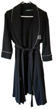 Ralph Lauren RLL Initials Unisex Sleepwear Open Tie Robe Black Soft Cotton 1X - £24.47 GBP