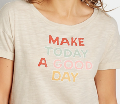 Maurices Women&#39;s Beige Make Today A Good Day Cotton Blend Slub Tee Plus 3X - $18.50