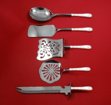 Repousse by Kirk Sterling Silver Brunch Serving Set 5pc HH w/ Stainless Custom - £256.48 GBP