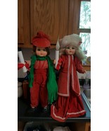 Vintage Girl &amp; Boy Christmas Figurines. Moveable  Right Arm&#39;s &amp; Head&#39;s. - $98.99