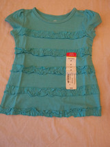 Okie Dokie Girls Tee Shirt Blue With Ruffles  Short Sleeve  Size 3 Mth New W Tag - £6.45 GBP