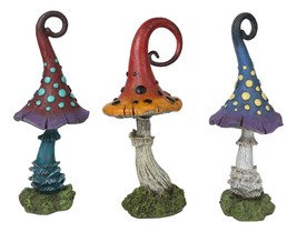 Enchanted Fairy Garden 9.5&quot;H Spotted Toadstool Mushrooms Figurine Set of 3 - £40.08 GBP
