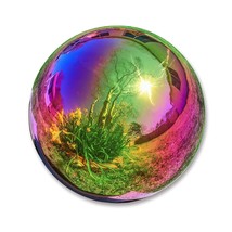 Gazing Mirror Ball - Stainless Steel - by Trademark Innovations (Rainbow, 10") - £58.34 GBP