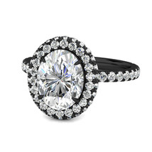 2.00Ct Oval Moissanite & Diamond Halo Wedding Engagement Ring 14K Black Gold - £1,030.64 GBP