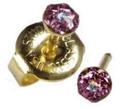 New Baby Short Post October Rose AB Crystal Daisy 24 K Gold Plate System 75 Ear  - £9.58 GBP