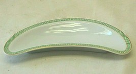 Heinrich H&amp;C Porcelain Crescent Greek Key Green Diversified Side Dish Bone Plate - £14.07 GBP