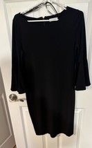 Dress Calvin Klein Sheath Bell Sleeves Black Scoop Neck Back Zipper Hooks S-10 - £43.95 GBP