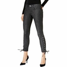 Michael Kors Grommet Side Lace Colored Wash Skinny Pants Jeans, Black, Size 2 - £40.09 GBP