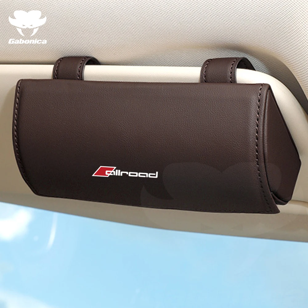 Box case holder sun visor organizer leather sunshade sunglasses box case for audi sline thumb200