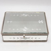 Mirror Glass Trinket Jewelry Dresser Box - $82.49