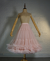 Blush Pink A-line Fluffy Midi Tulle Skirt Custom Plus Size Ballerina Skirt image 4
