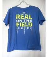Under Armour T-Shirt Youth XL Heat Gear Real on the Field Blue Yellow - $223.90 MXN