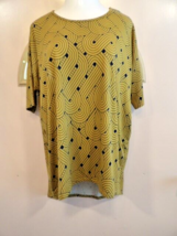 LuLaRoe XL Gold /Blue Perfect T Shirt Tunic Top Round Neck Short Sleeve - £8.28 GBP