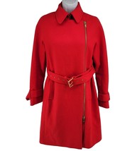 J.Crew Zip Trench Coat Wool Melton Outwear Size 0 XS Red Belt - £63.26 GBP