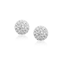 14k Yellow Gold Women&#39;s Unique 0.31&quot; Stud White Crystal Ball Earrings - £47.29 GBP